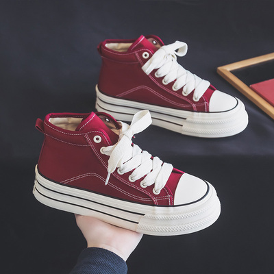 红色2026新款运动小白鞋百搭高帮