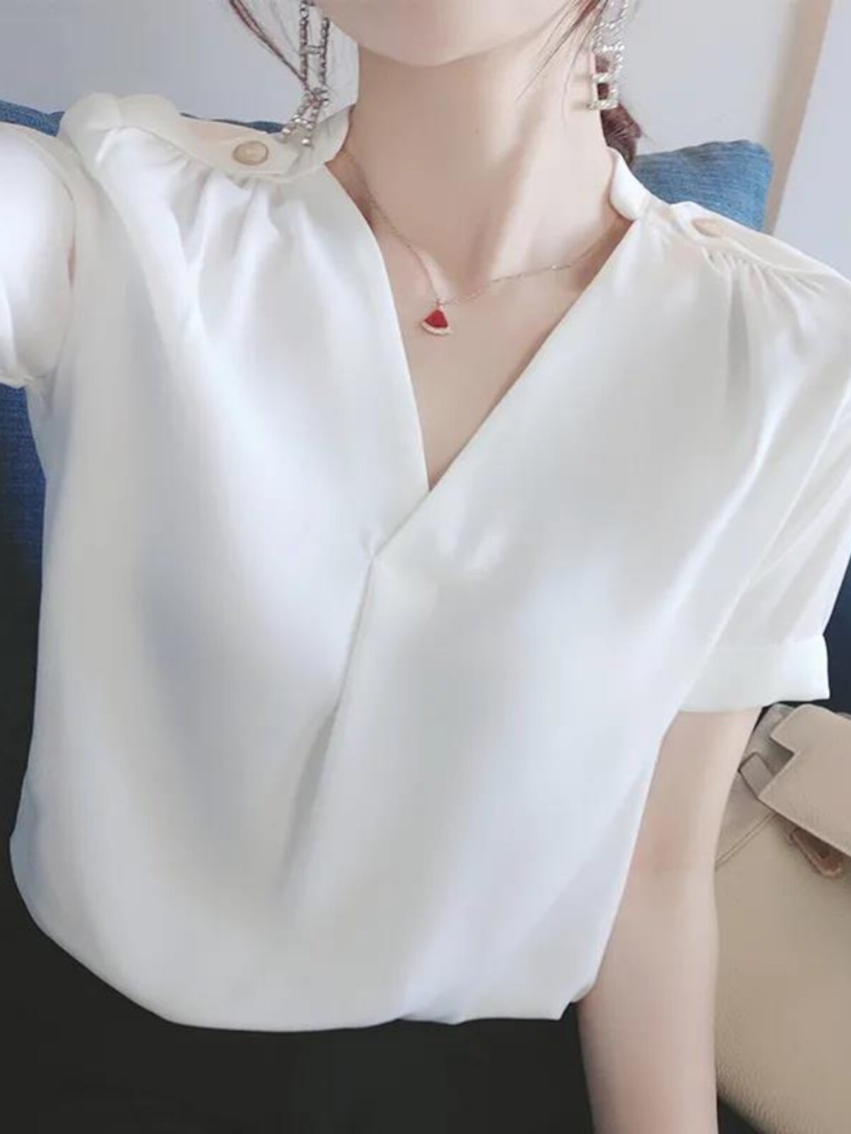 CHIFFON SHIRT WOMENS SUMMER DRESS 2024 NEW HIGH-END SHORT SLEEVE PLUS SIZE FAT MM TOP FASHION SHIRT FOREIGN STYLE SHIRT