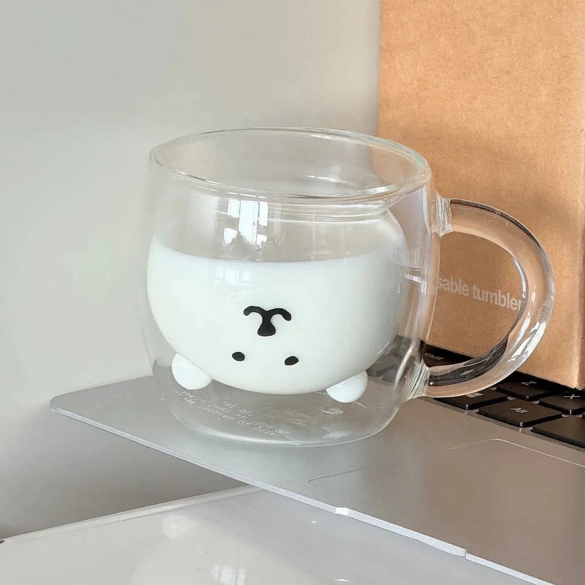 自嘲熊韩国200ml耐热双层玻璃杯可爱情侣高硼硅隔热咖啡杯牛奶杯