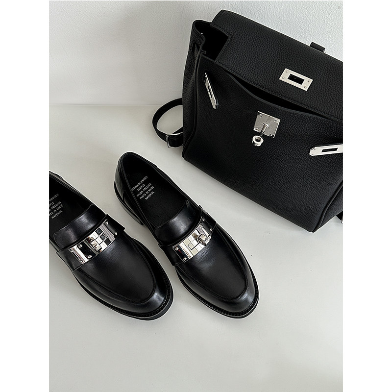 AoAoTwo 牛皮新款锁扣粗跟懒人乐福鞋真皮厚底单鞋女一脚蹬小皮鞋,女鞋,乐福鞋（豆豆鞋）,淘宝优惠券,粉丝福利购,淘宝优惠卷