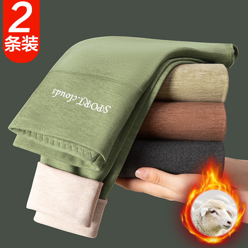 高腰德绒秋裤女加厚羊毛打底裤