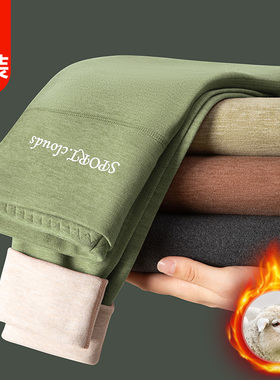 高腰德绒秋裤女秋冬季加绒加厚内穿发热羊毛棉毛线裤保暖裤打底裤