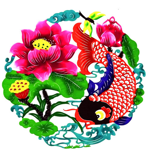 彩色剪纸画窗花单张剪纸窗花民间工艺品家居饰品