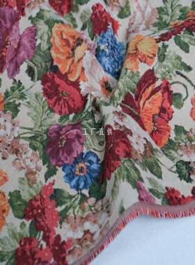 油画提花布料厚手工diy包袋连衣裙靠枕沙发套服装设计师面料冬季
