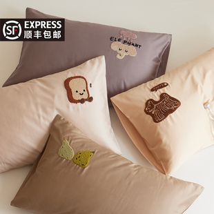 100%纯棉卡通风 真60支长绒棉枕套全棉儿童枕头套48x74cm一对装