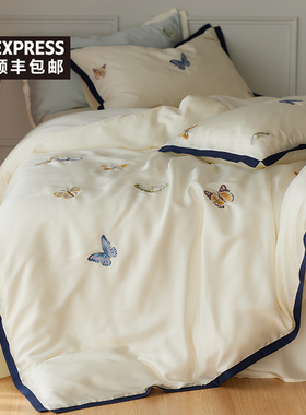 轻奢A类100兰精天丝四件套夏天高级感冰丝床单被套三件套床上用品