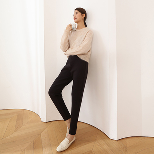 女软糯亲肤通勤运动裤 空气棉秋冬春季 GMC天丝羊绒棉直筒收口裤