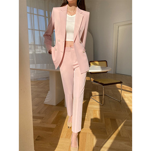 粉色西装套装女2026春秋新款高级感时尚西服洋气韩版商务职业正装
