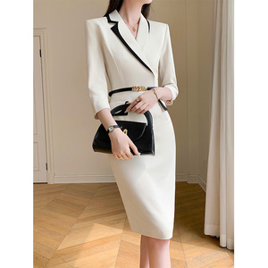 法式西装连衣裙女神范春季连身裙职业装小个子高端气质修身工作服