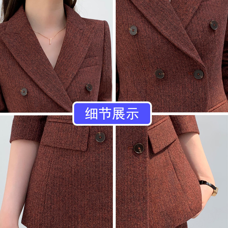 毛呢西装套装女春秋2026新款厚休闲气质高端大牌职业正装西服外套