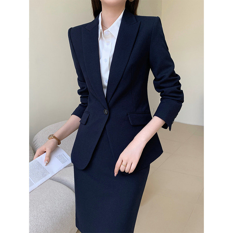 2026新款西装套装女春秋气质两件套裙休闲高端藏蓝西服名媛职业装