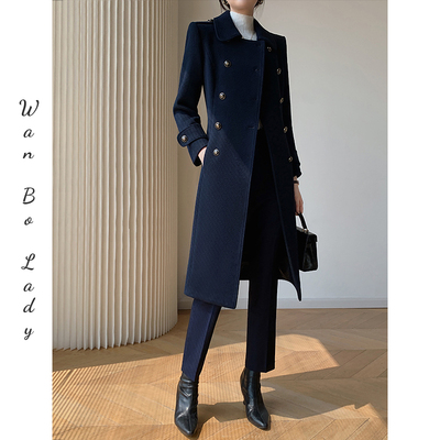 修身羊毛呢大衣女冬中长款职业装