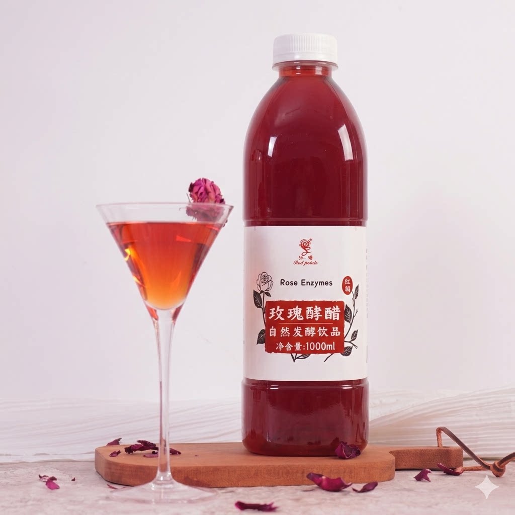 云南大理重瓣红玫瑰酵醋1000ml