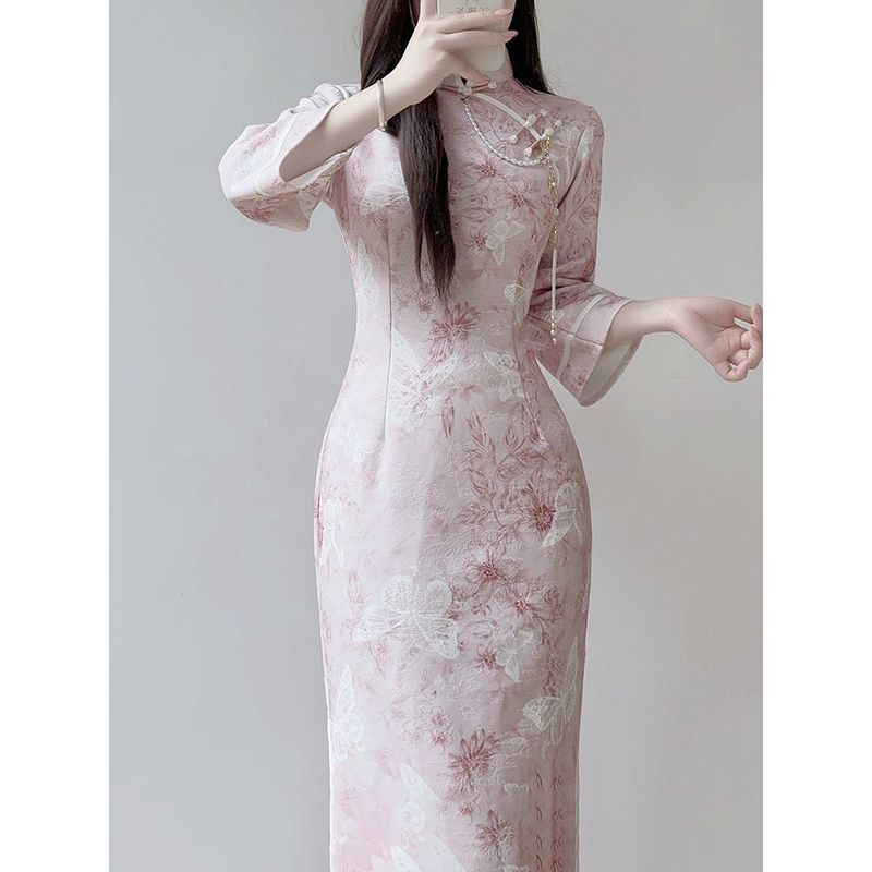 超好看新中式粉色少女旗袍2025新款气质高端年轻款秋冬日常改良版