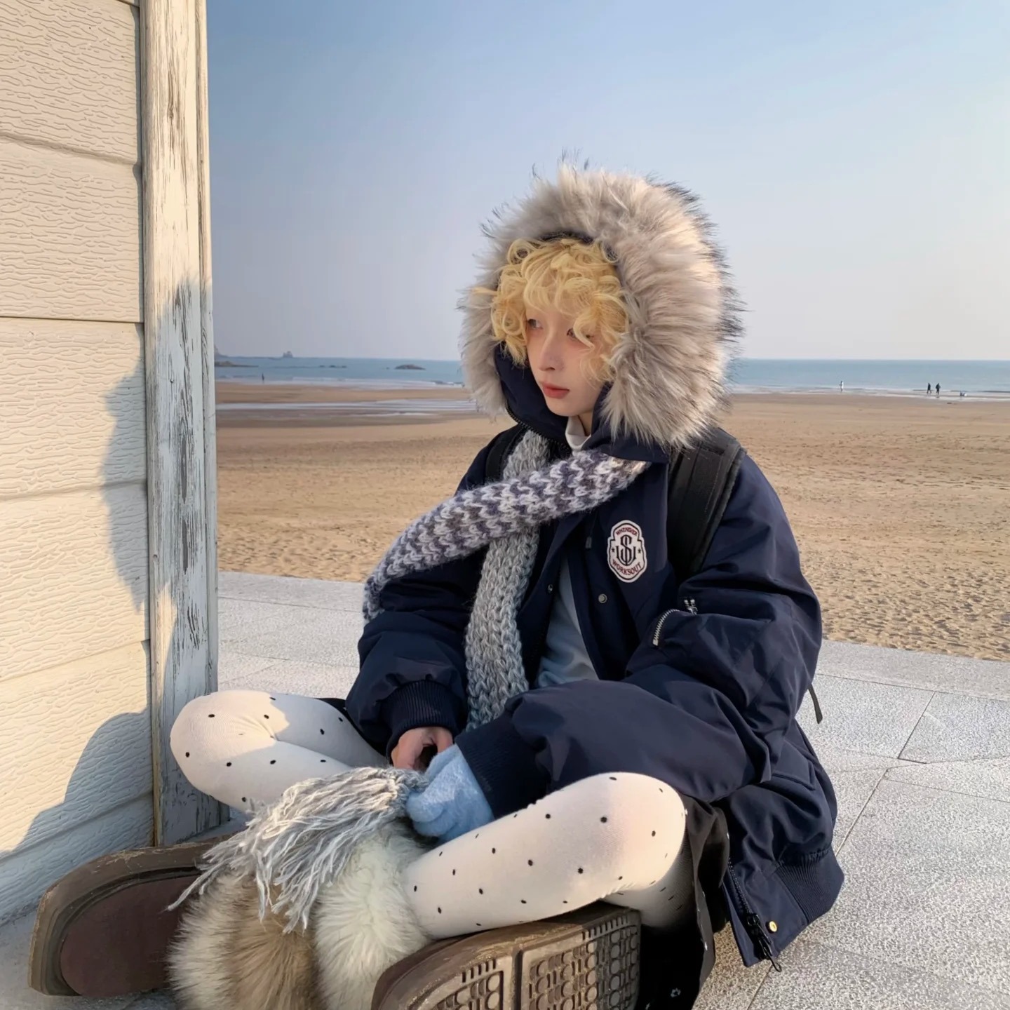 黄子弘凡同款NICEBAD原WORKSOUT连帽毛领派克羽绒棉服复古保暖