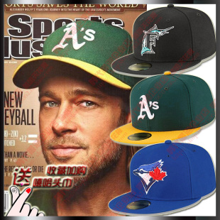 全封闭棒球帽奥克兰运动家队平沿帽子反戴高顶街舞嘻哈美式AS板帽