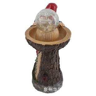 饰品摆件 侏儒精灵树脂工艺品小矮人庭院太阳能裂纹玻璃水晶球灯装