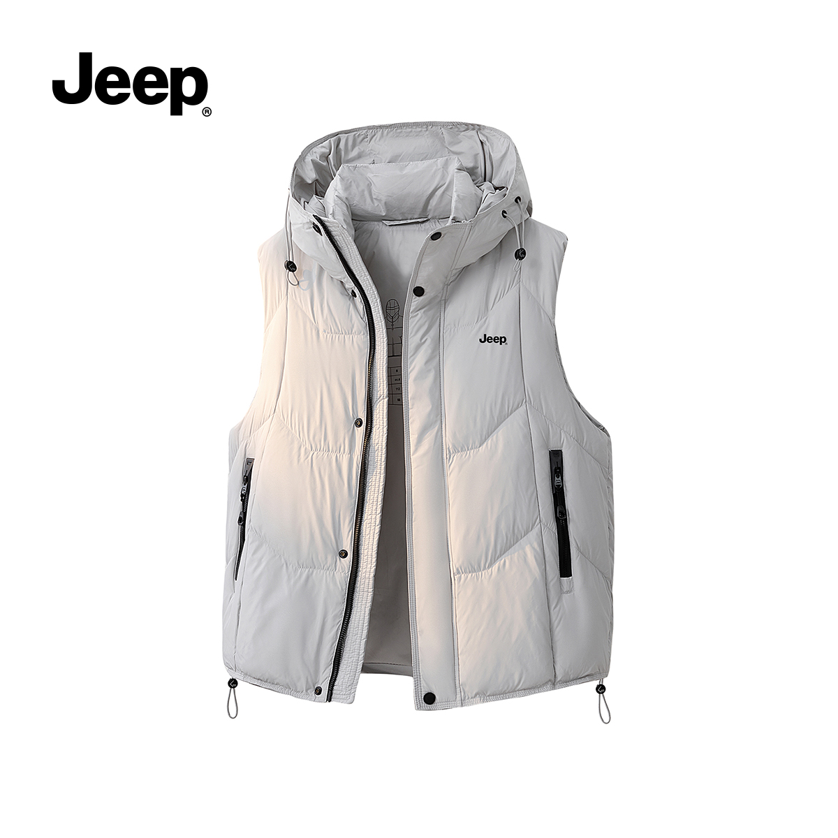 JEEP吉普男士新款冬季保暖连帽户外简约休闲复古加厚羽绒马甲外套