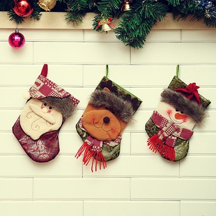 圣诞节装饰礼品刺绣大号圣诞袜子礼物袋子儿童礼物糖果袋挂件礼物