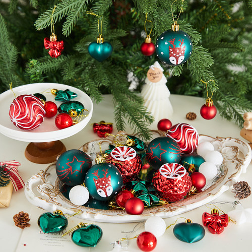 新款圣诞节装饰品圣诞树挂件创意彩绘异形圣诞球盒装多多包