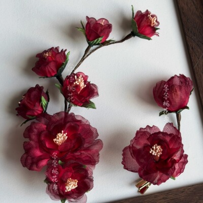 复古玫瑰烫花发夹小众侧边夹