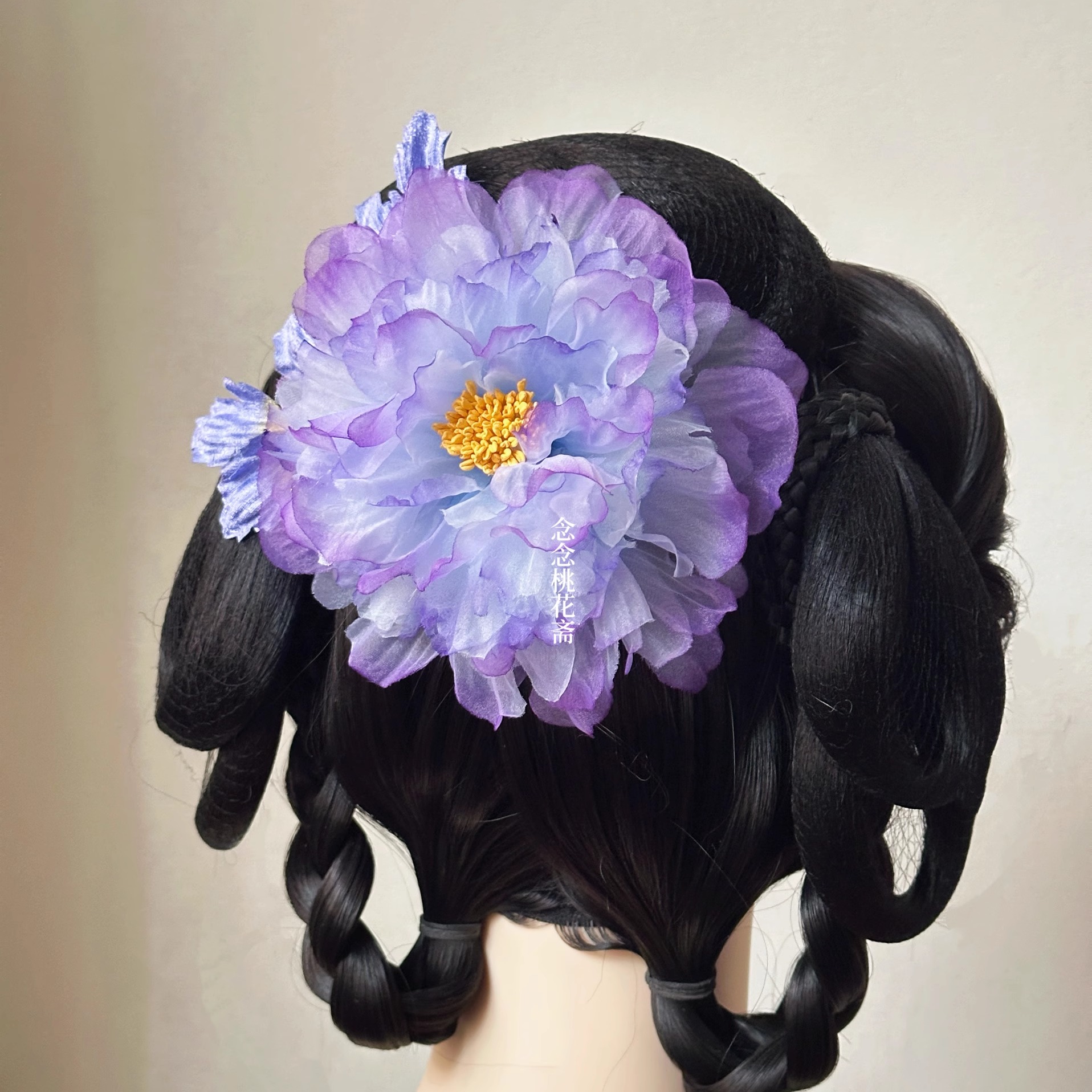 仿真丝烫花唐风牡丹发夹绢花头饰