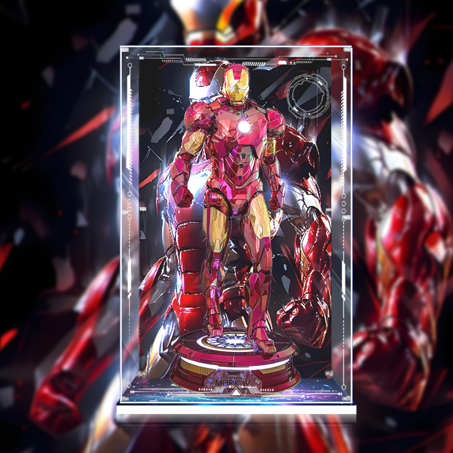 适用Hot Toys钢铁侠Mark4模型手办透明亚克力展示盒防尘罩收纳盒