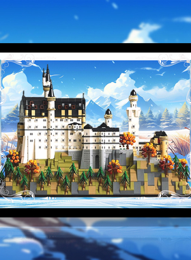 适用21063Archite建筑系列新天鹅堡亚克力展示盒透明收纳防尘罩