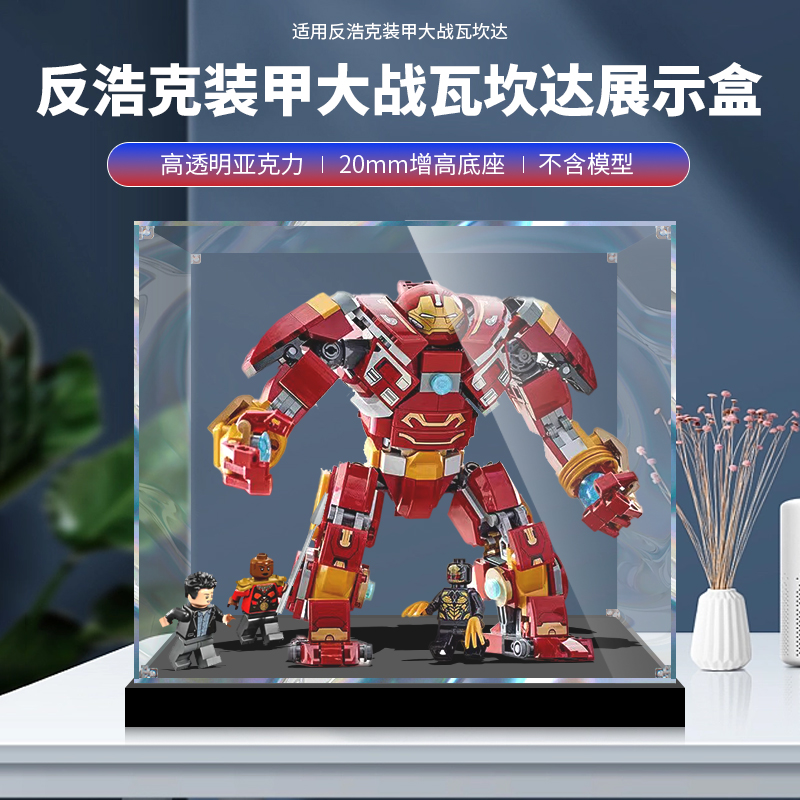 适用乐高76247反浩克装甲大战瓦坎达透明展示盒亚克力手办防尘罩
