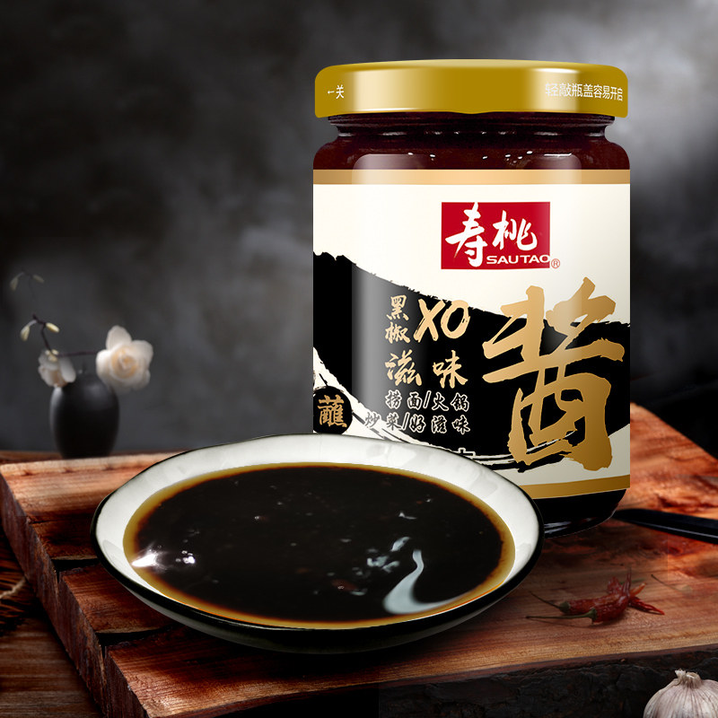 寿桃牌黑椒xo滋味牛排酱 乌冬面意面酱捞面拌面辣椒酱瓶装