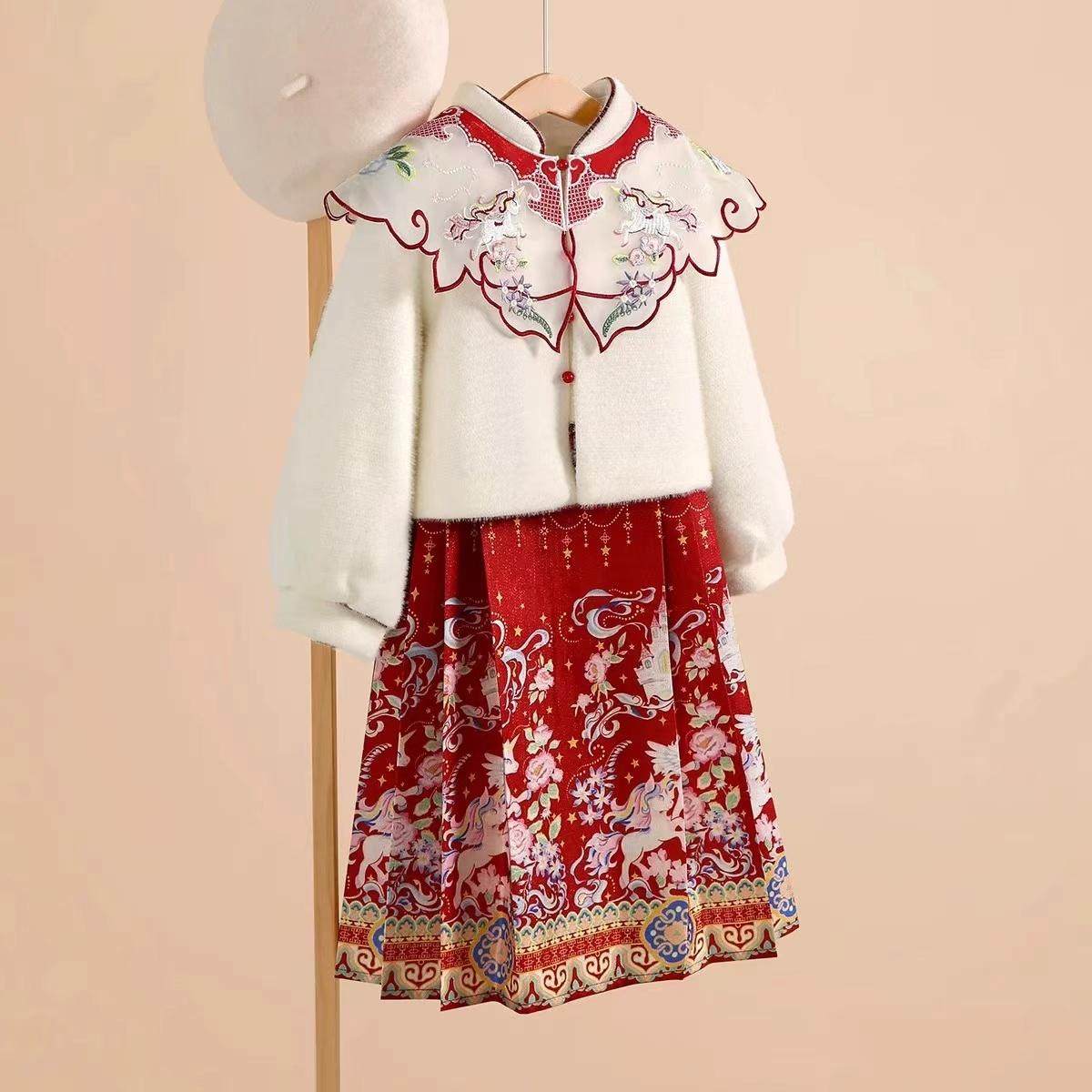 拜年服女童汉服中国风儿童加绒刺绣汉服女宝明制刺绣云肩马面裙,童装/婴儿装/亲子装,汉服,淘宝优惠券,粉丝福利购,淘宝优惠卷