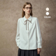 Famecoco翻领系带法式 气质绒感舒适柔软正肩衬衫 秋冬厚FAC8BH017