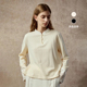 Famecoco原创文艺范新中式 小立领弹力针织丝肤绒打底衫 FAC8BB008