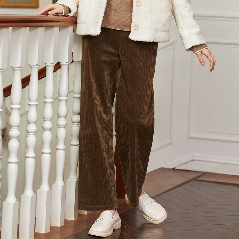 女士纯棉阔腿休闲长裤子