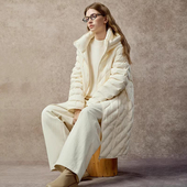 Famecoco茧型长款 立领连帽宽松简约轻薄云朵显瘦羽绒服FAC8AK004