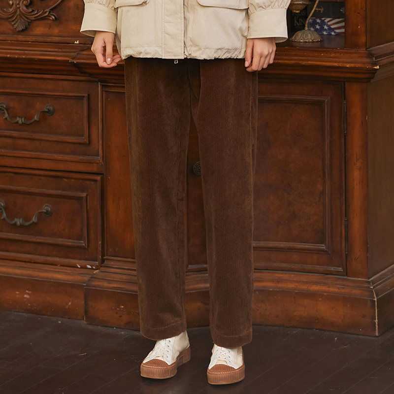 女士灯芯绒直筒休闲裤冬