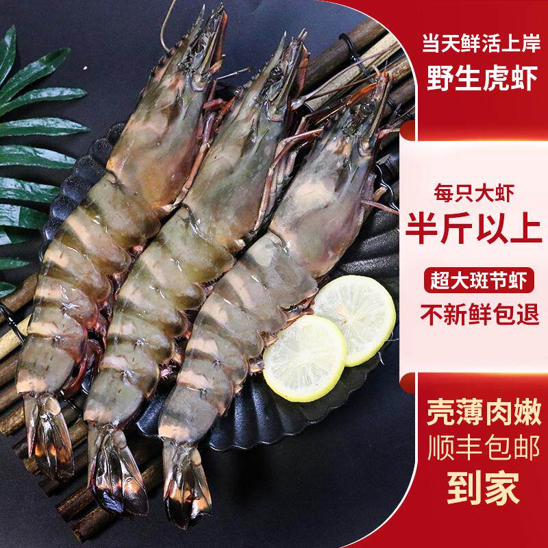 黑虎虾大虾鲜活超大速冻海鲜特大虾类海虾虎虾斑节虾九节虾老虎虾