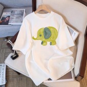 洋气独特别致宽松半袖 夏季 上衣 爆款 女装 纯棉白色短袖 t恤2025新款