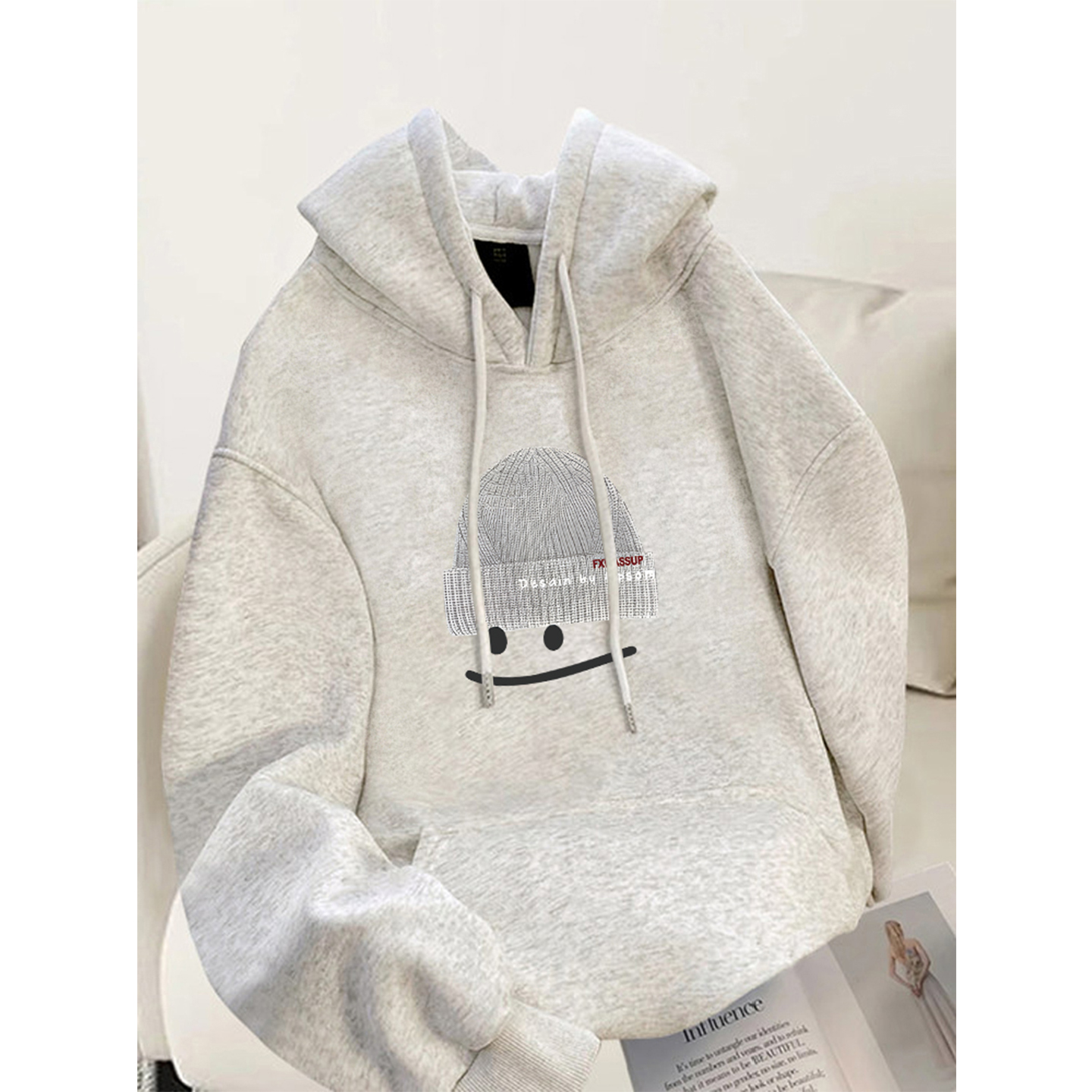 灰色连帽纯棉卫衣女时尚减龄外套