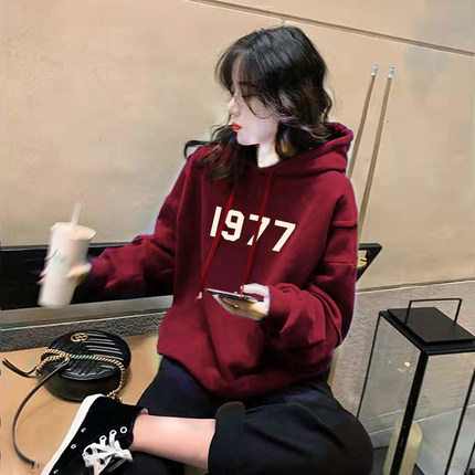 2025新款纯棉加绒加厚小个子oversize慵懒风卫衣女秋冬宽松连帽潮