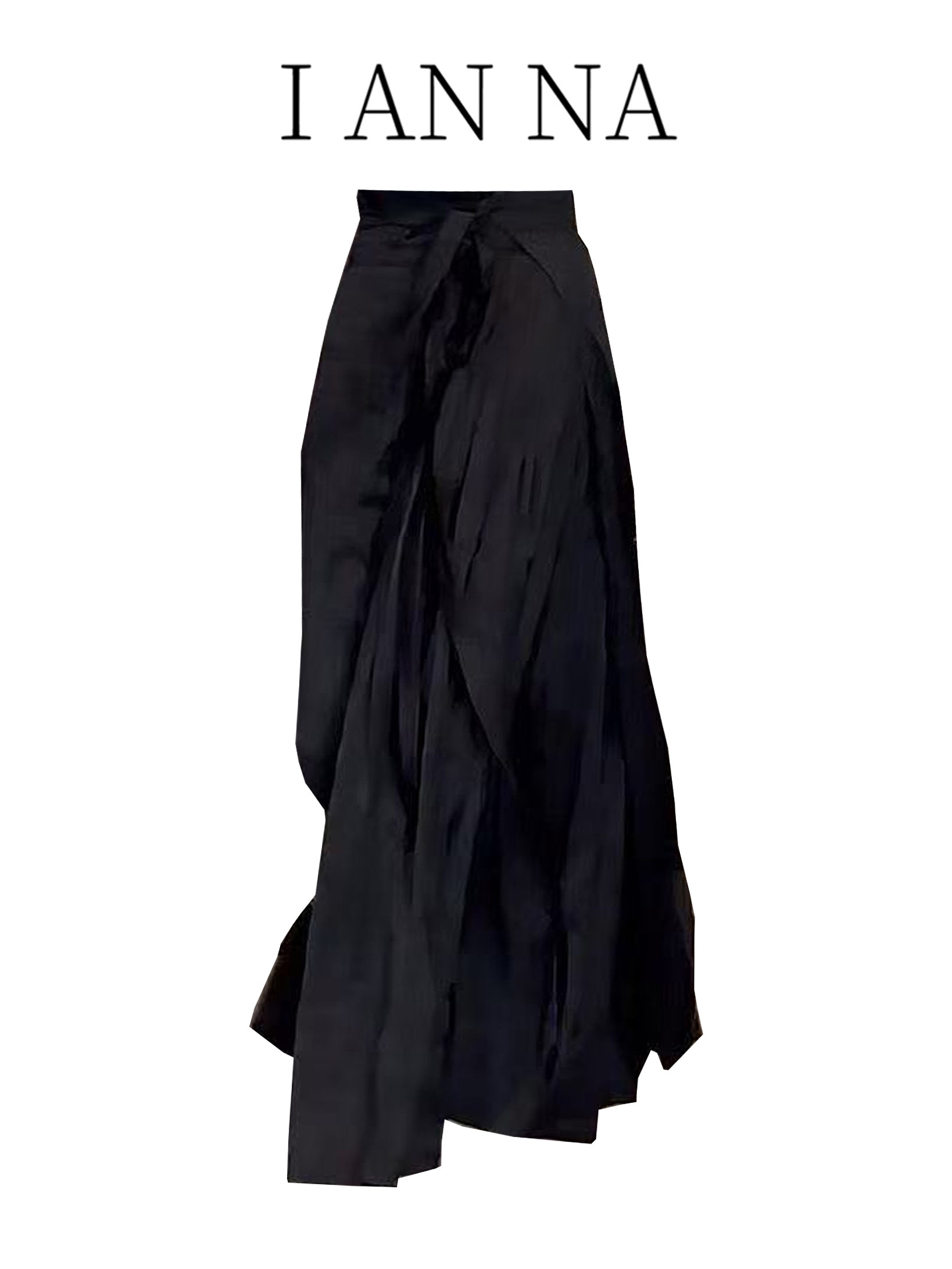 Autumn new black irregular mid-length high-waisted skirt women's new Chinese high-end slimming A-line skirt