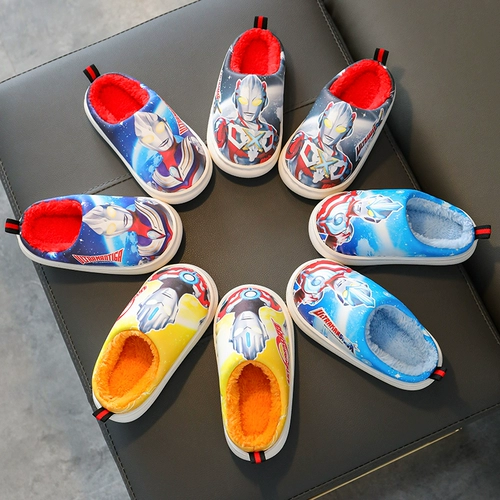 Ultra, детские тапочки для мальчиков, демисезонный удерживающий тепло Ультрамен Тига, нескользящая детская сумка для обуви, мягкая подошва