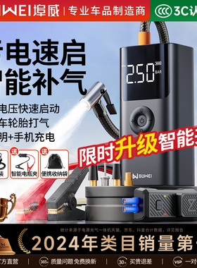 埠威汽车紧应急启动电源车载充气泵一体机备用电瓶搭电宝打火神器