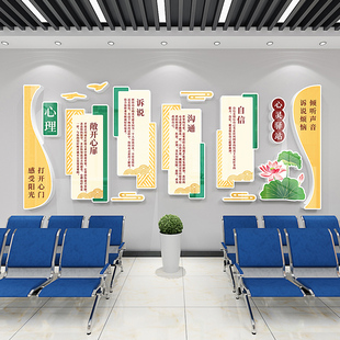 中小学心理健康咨询室文化背景墙布置心灵驿站立体墙贴装饰自粘画