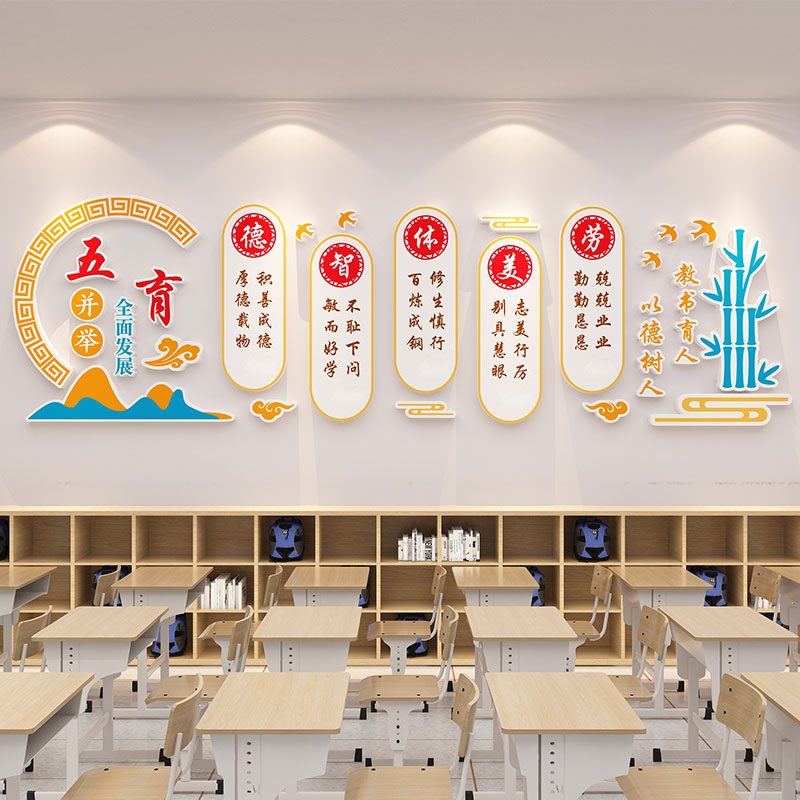 学校教室文化墙布置立体墙贴励志