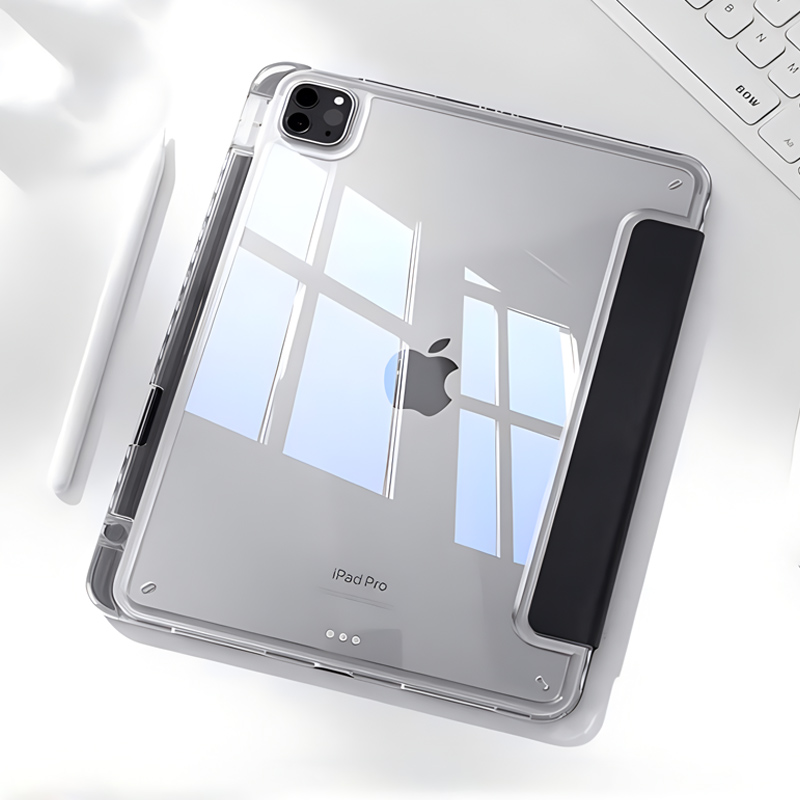 适用于ipadair6保护壳2025透明ipadpro11带笔槽air5/4三折保护套ipad10苹果mini7平板10.2寸防弯摔12.9亚克力