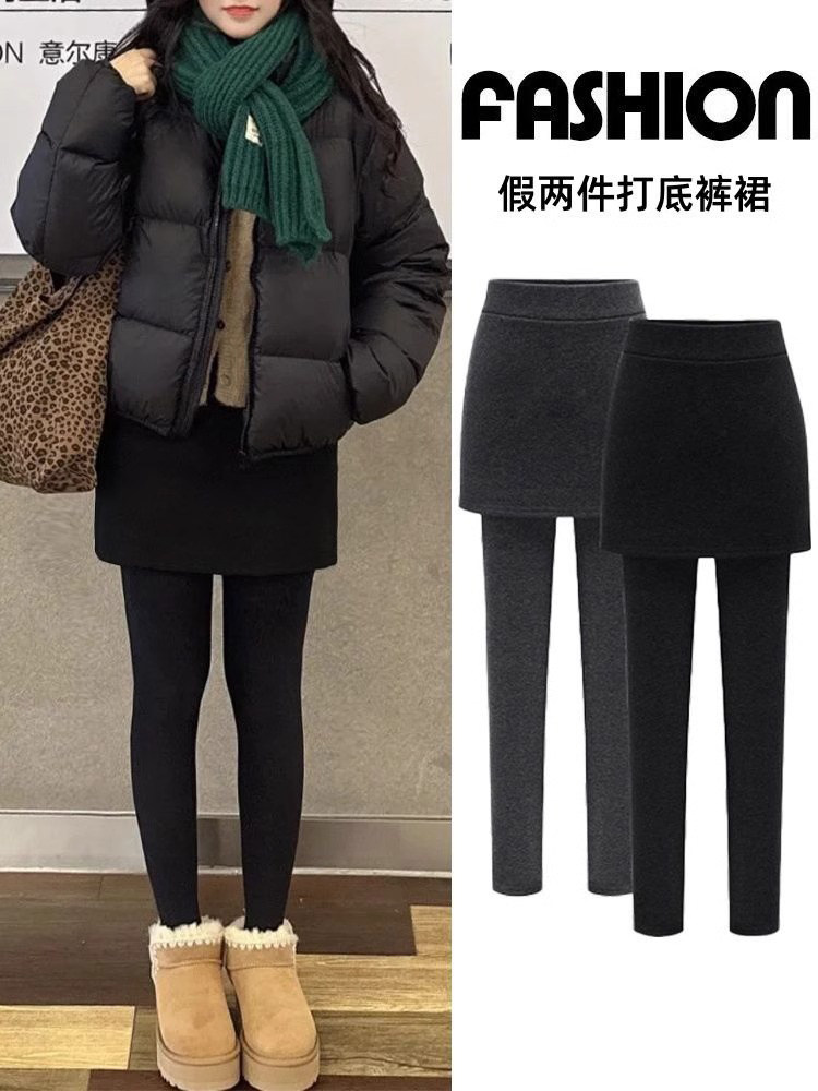 假两件打底裤女秋冬外穿包臀裙裤一体连裙加绒加厚紧身保暖小脚裤,女装/女士精品,打底裤,淘宝优惠券,粉丝福利购,淘宝优惠卷