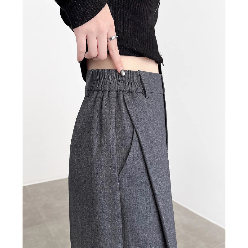 黑色松紧腰西装裤女春秋冬新款显瘦高腰直筒裤垂感天丝窄版阔腿裤,女装/女士精品,休闲裤,淘宝优惠券,粉丝福利购,淘宝优惠卷