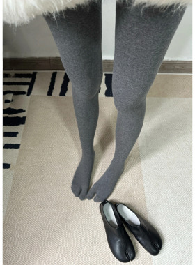 日系灰色打底裤女秋冬季外穿加绒加厚紧身袜裤光泽裤分趾连裤袜
