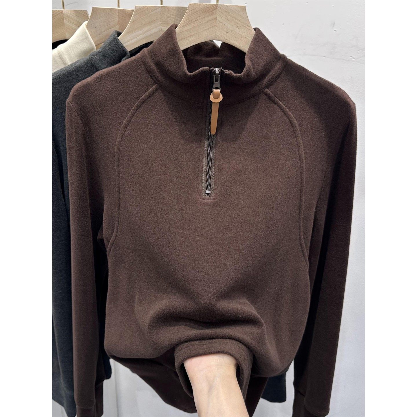 美拉德咖色德绒加厚立领卫衣女秋冬新款保暖半高领内搭上衣打底衫,运动/瑜伽/健身/球迷用品,瑜伽t恤,淘宝优惠券,粉丝福利购,淘宝优惠卷